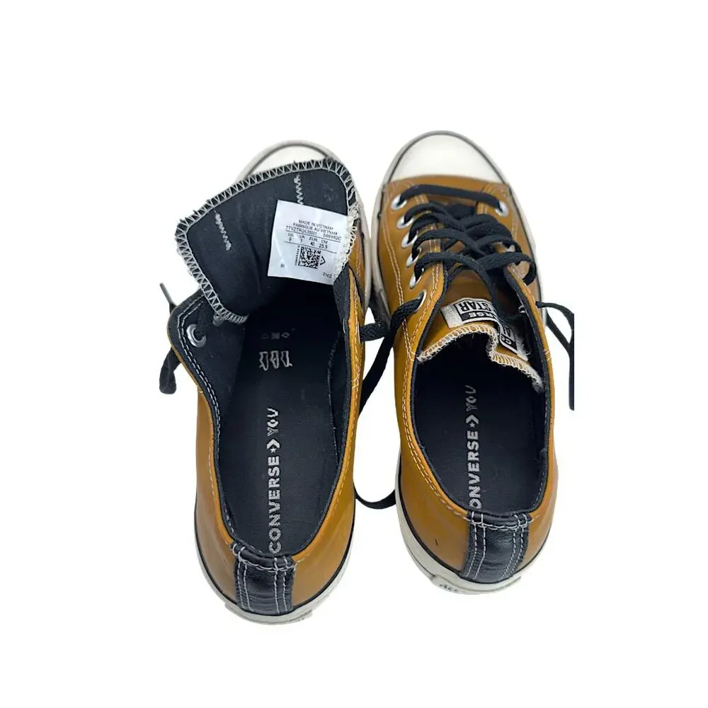 Converse Chuck Taylor All Star Low Brown Leather Black Trim Sneakers Men’s 9 - Picture 9 of 12